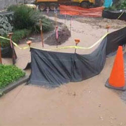 A flooded construction site