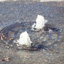 An overflowing manhole